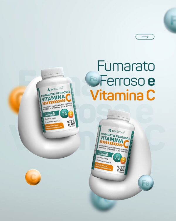 Fumarato Ferroso e Vitamina C 350mg 60 Cápsulas – Biocêutica - Image 2