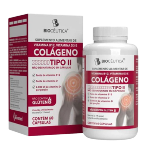 Colágeno tipo 2 c/ Vitaminas B12 e D3 60 Cápsulas - Biocêutica